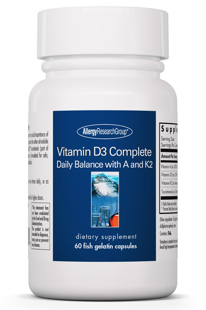 Allergy Research Group - Vitamin D3 Complete with A and K2 - 60 Fish