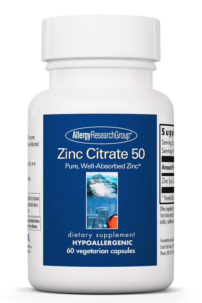 Allergy Research Group - Zinc Citrate 50 mg - 60 Vegetarian Capsules
