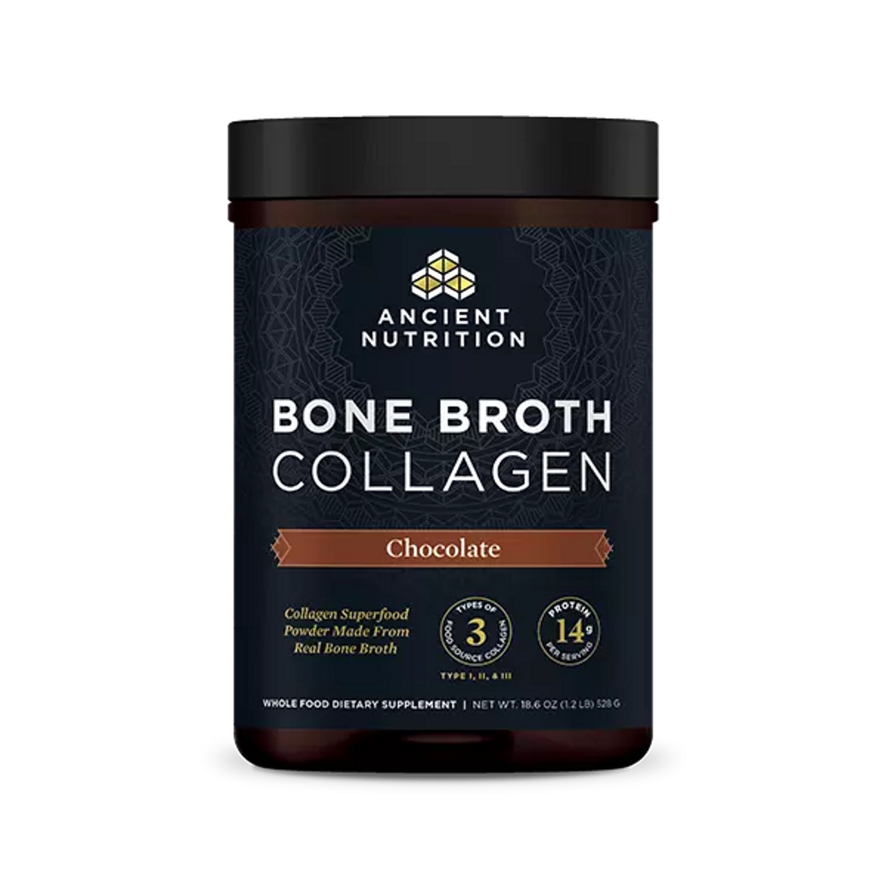Ancient Nutrition - Bone Broth Collagen Chocolate - 18.6 oz (528