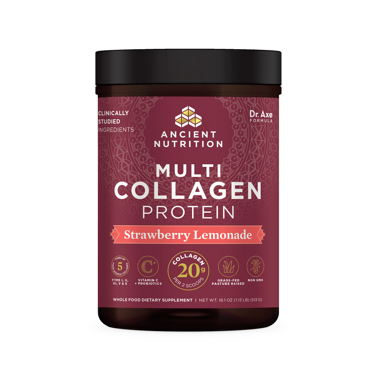 Ancient Nutrition - Multi Collagen Protein Powder, Strawberry Lemonade