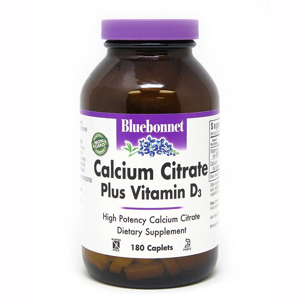 Bluebonnet Nutrition - Calcium Citrate Plus Vitamin D3 - 180 Caplets