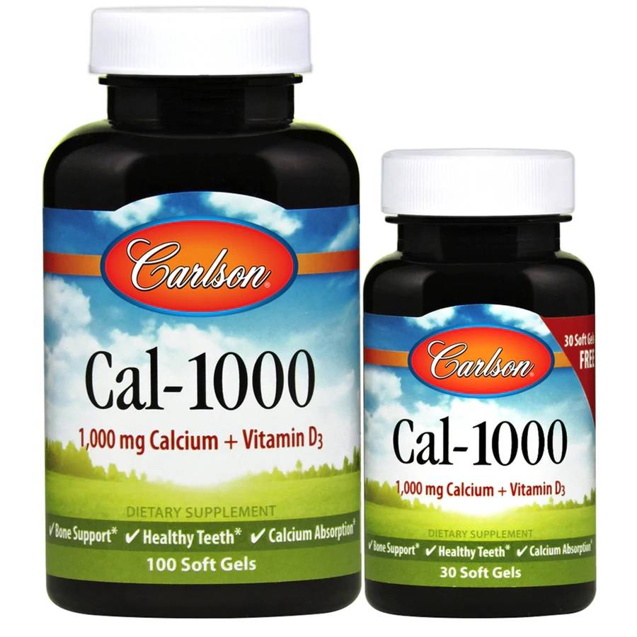Carlson Labs - Cal-1,000 with Vitamin D3 - 100 + 30 Soft Gels