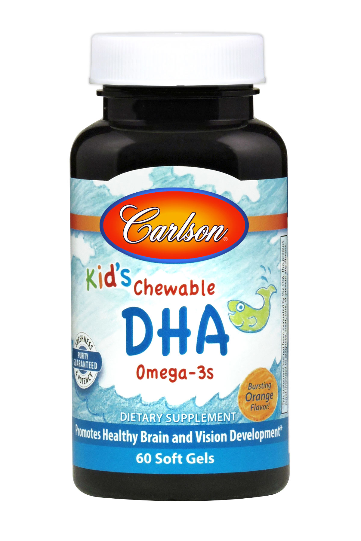 Carlson Labs - Kid's Chewable DHA, Bursting Orange Flavor - 60 Soft