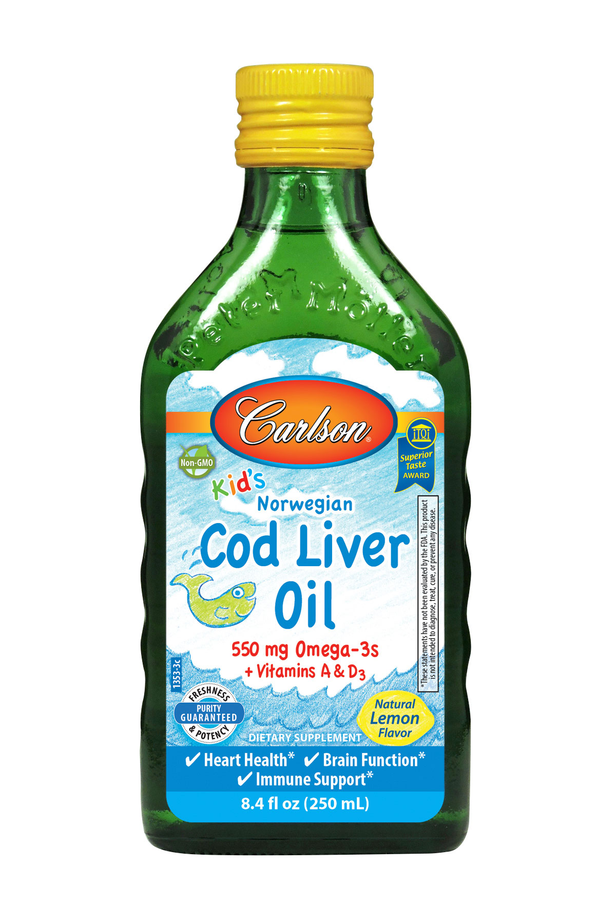 Carlson Labs - Carlson for Kids Cod Liver Oil, Natural Lemon Flavor -