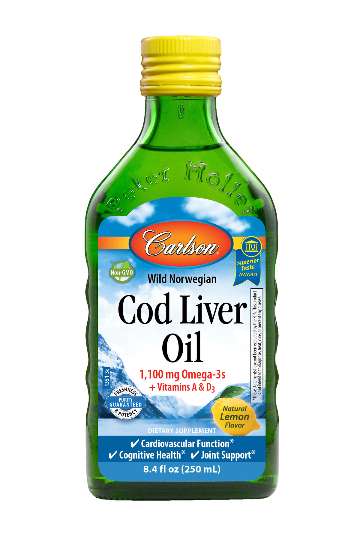 Carlson Labs - Cod Liver Oil 1,100 mg, Natural Lemon Flavor - 8.4 fl.