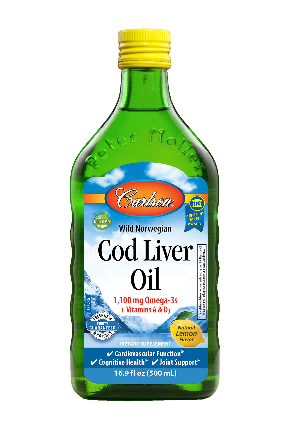 Carlson Labs - Cod Liver Oil 1,100 mg, Natural Lemon Flavor - 16.9 fl.