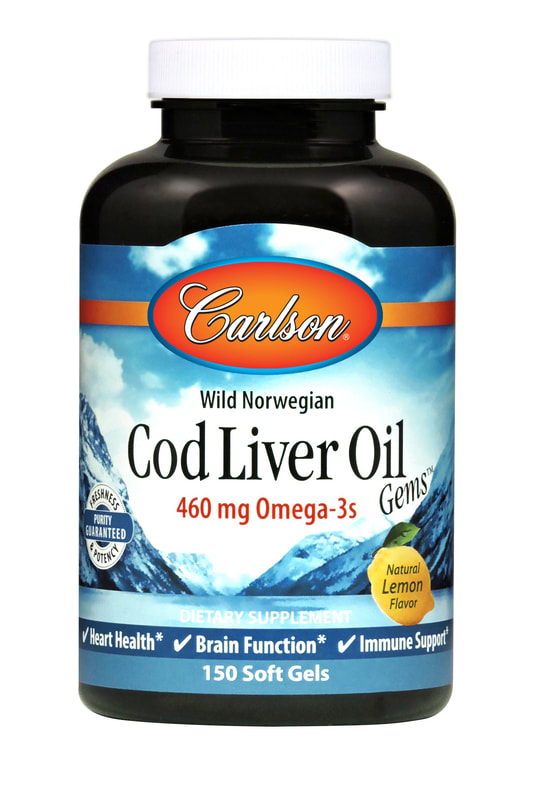 Carlson Labs - Cod Liver Oil Gems 460 mg, Natural Lemon Flavor - 150