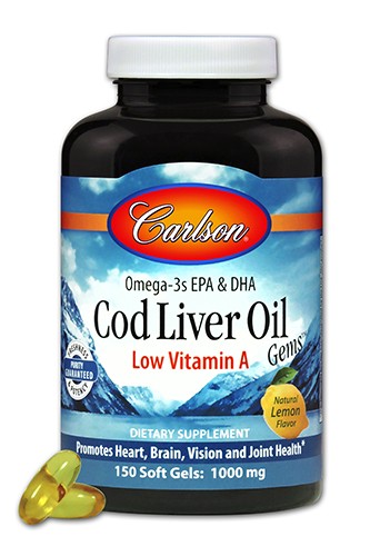 Carlson Labs - Cod Liver Oil Gems Low Vitamin A, Natural Lemon Flavor