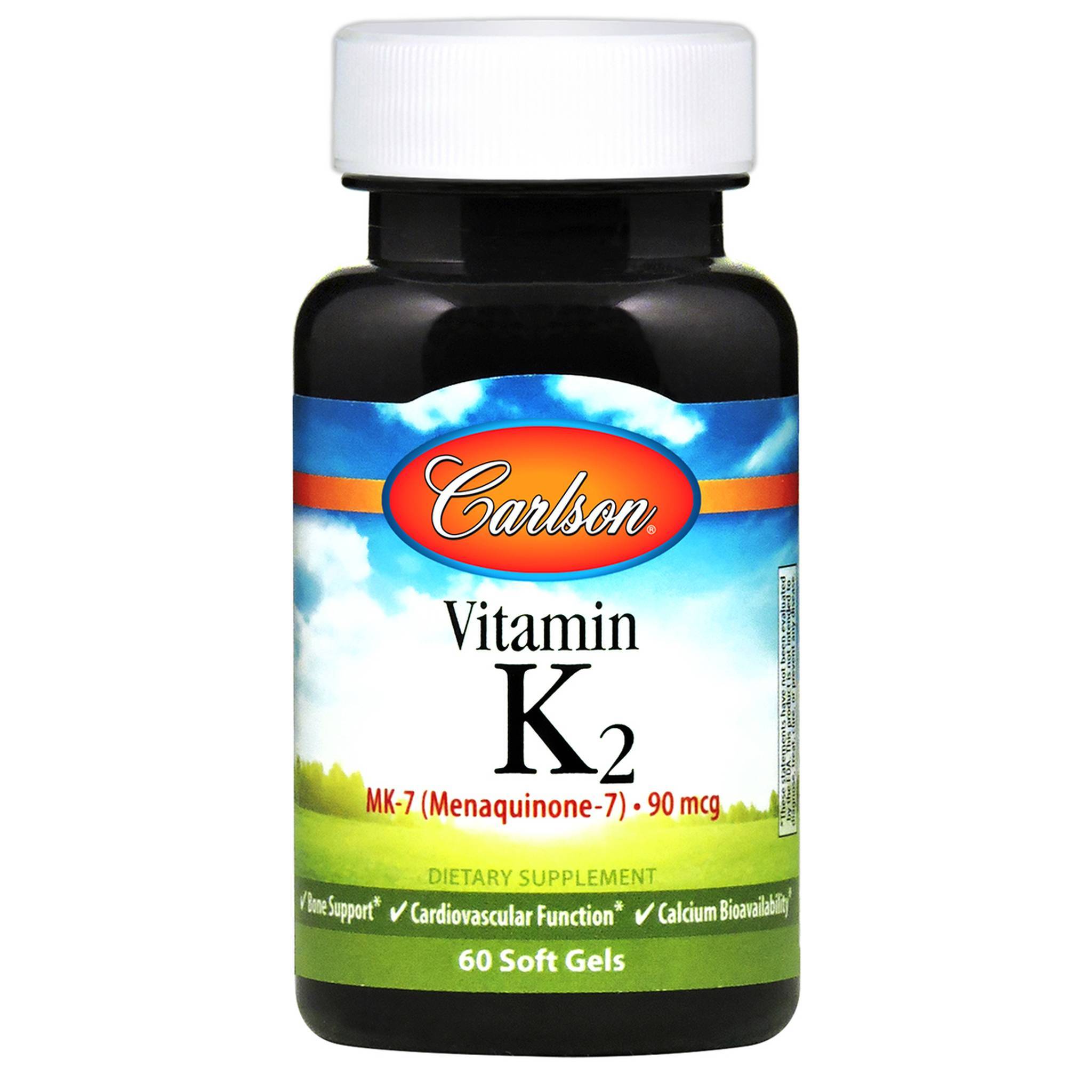 Carlson Labs - Vitamin K2 as MK-7 (Menaquinone) 90 mcg - 60 Soft Gels