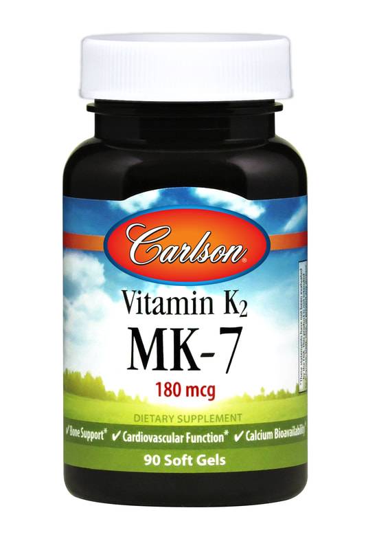 Carlson Labs - Vitamin K2 as MK-7 (Menaquinone) 180 mcg - 90 Soft Gels