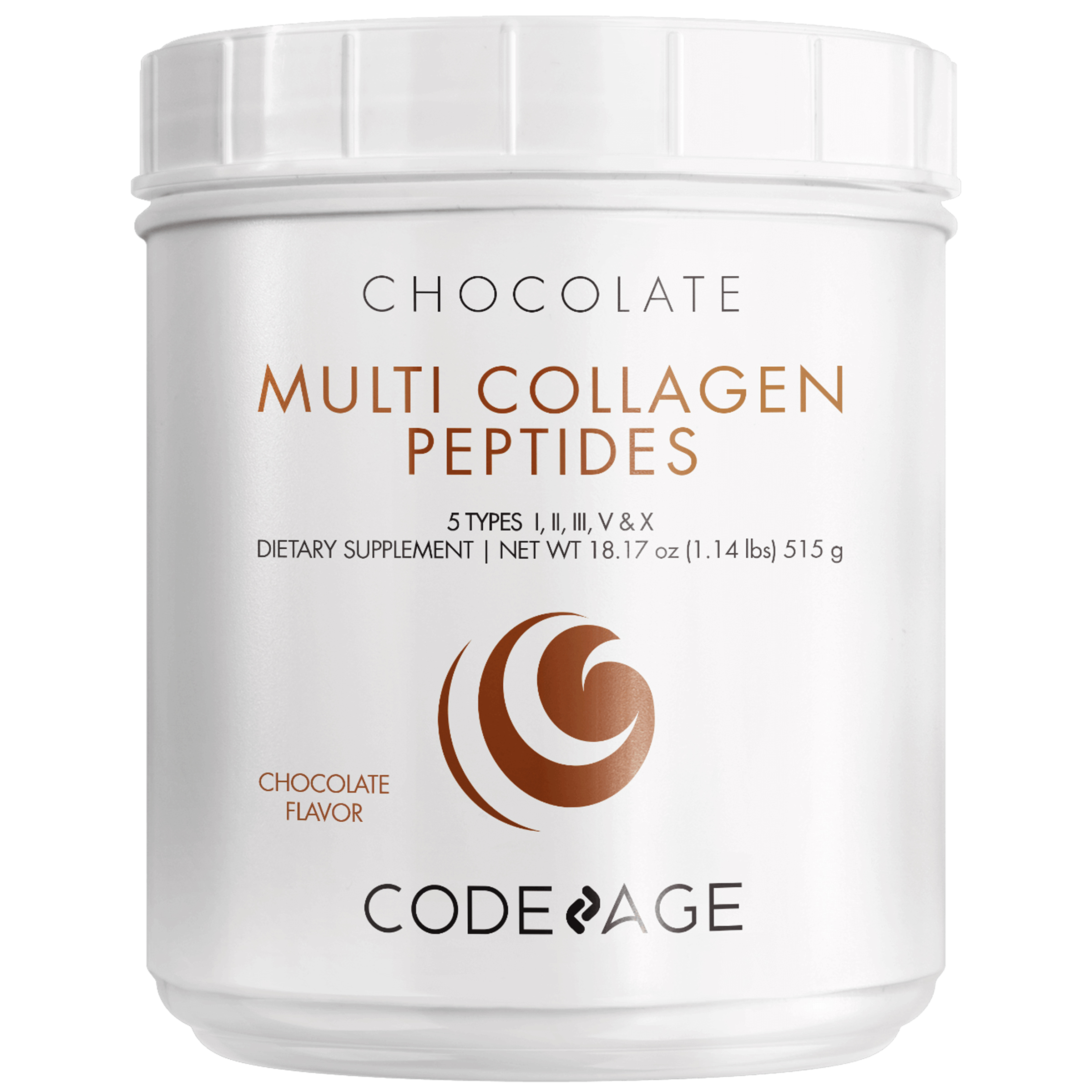 Codeage - Multi Collagen Peptides Powder, Chocolate - 18.6 oz (514.8