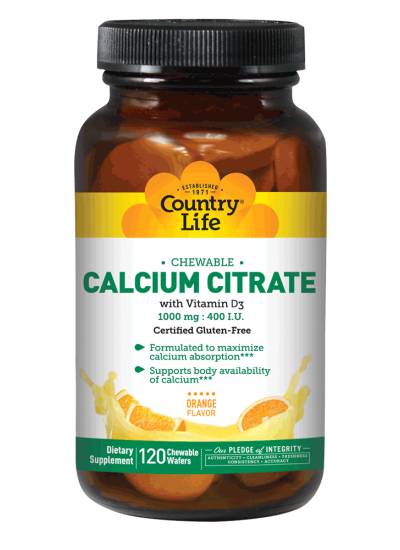 Country Life - Chewable Calcium Citrate with vitamin D3, Orange Flavor