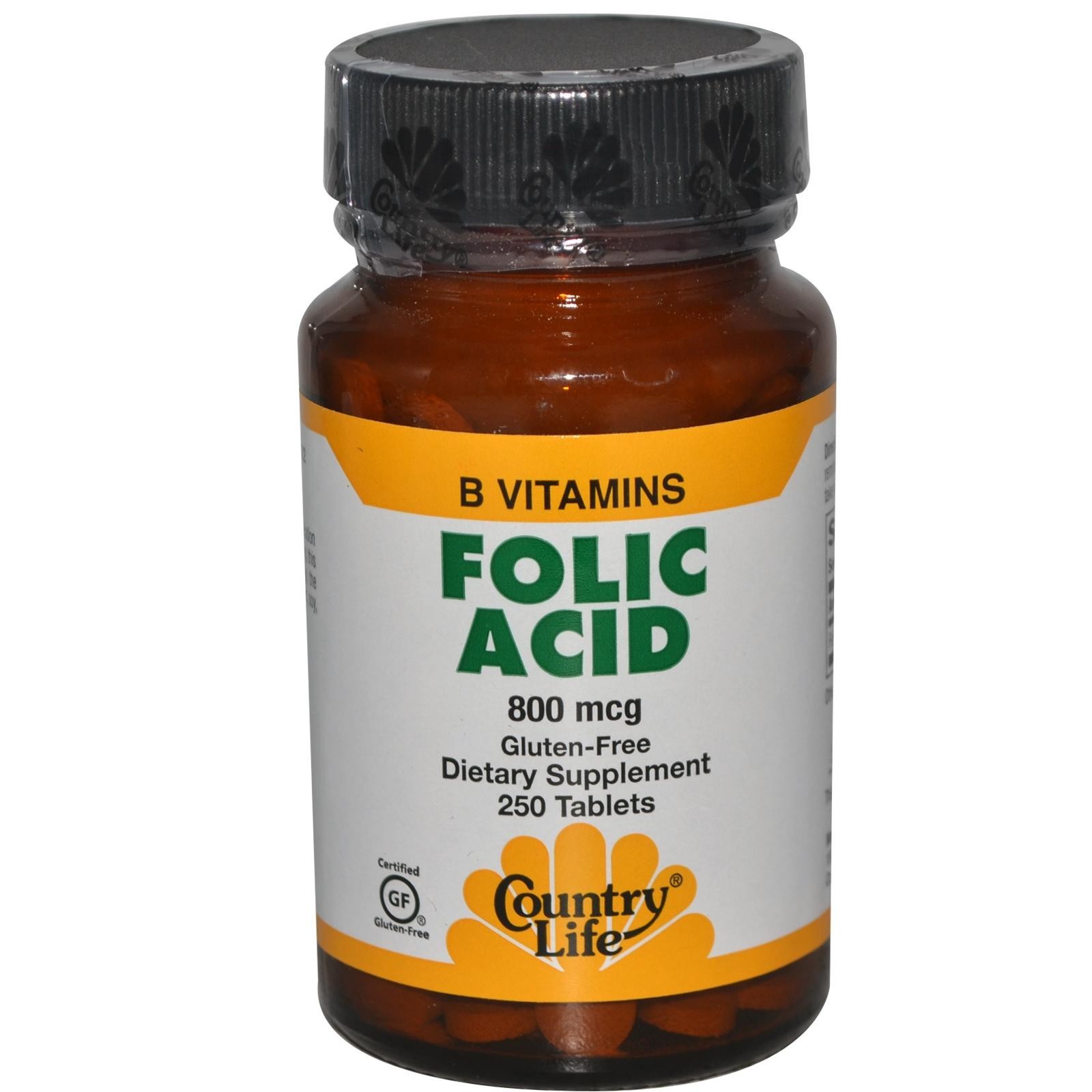 Country Life - Folic Acid 800 mcg - 250 Tablets
