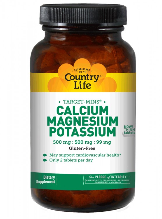 Country Life - Target-Mins Calcium Magnesium Potassium - 180 Tablets