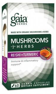 Gaia Herbs - Mushrooms + Herbs Reishi+Turmeric - 60 Vegan Capsules