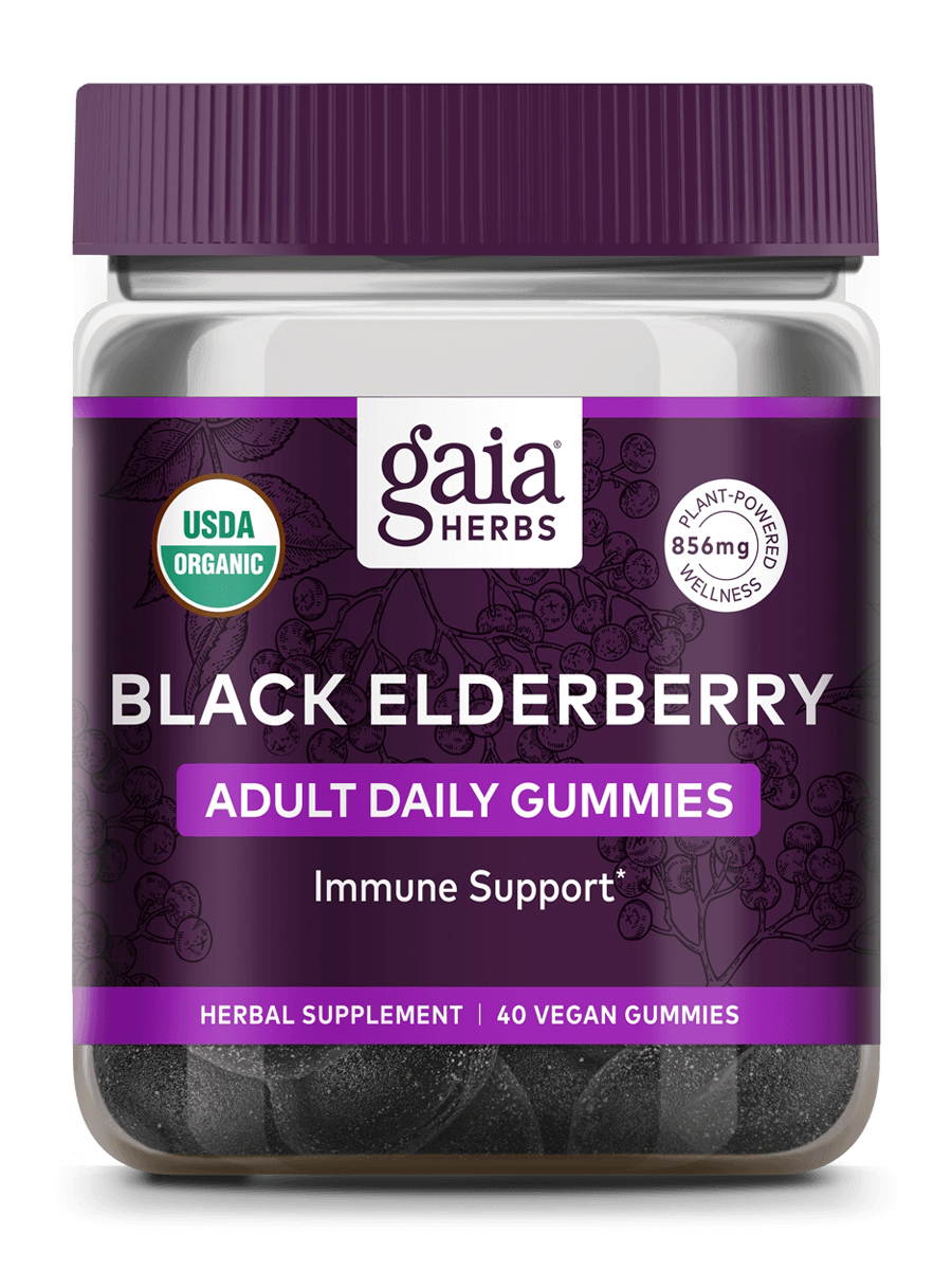 Gaia Herbs - Organic Black Elderberry Adult Daily Gummies - 40 Vegan