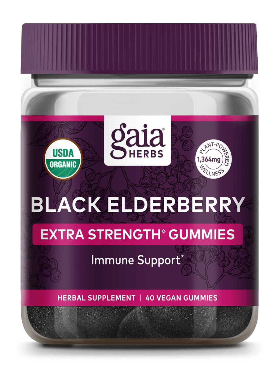 Gaia Herbs - Organic Black Elderberry Extra Strength Gummies - 40