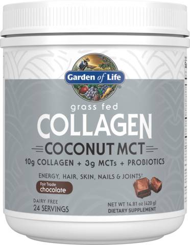 Garden of Life - Grass Fed Collagen Coconut MCT Powder, Chocolate -