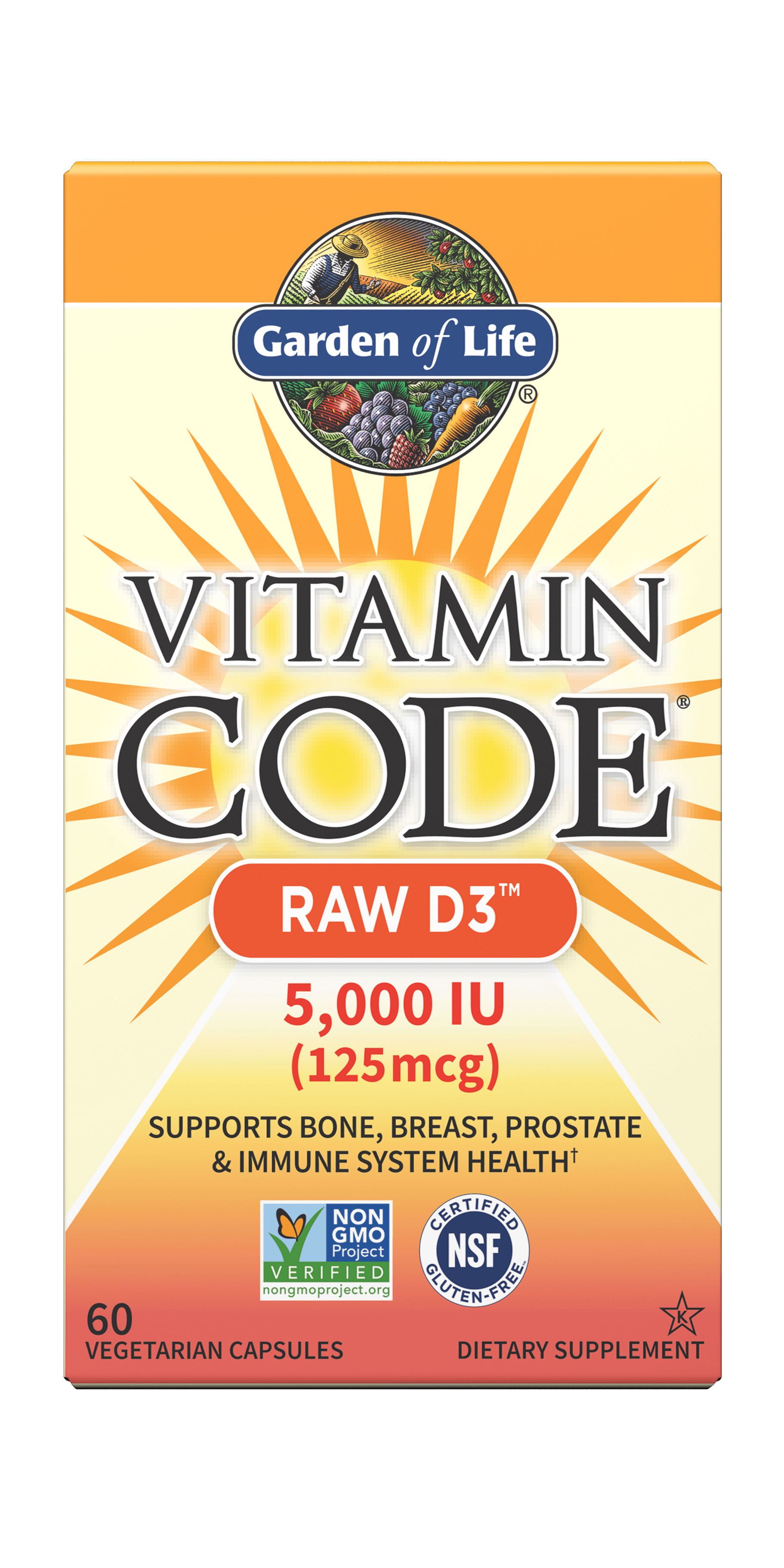 Garden of Life - Vitamin Code - Raw D3 5000 IU - 60 Vegetarian