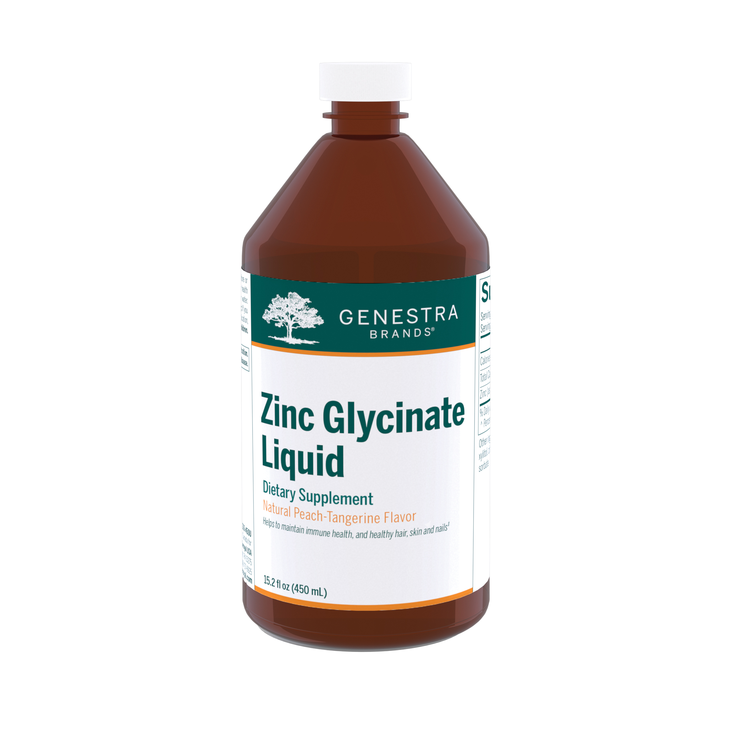 Genestra - Zinc Glycinate Liquid, Natural Peach-Tangerine Flavor -