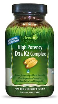 Irwin Naturals - High Potency D3 & K2 Complex - 60 Liquid Soft-Gels