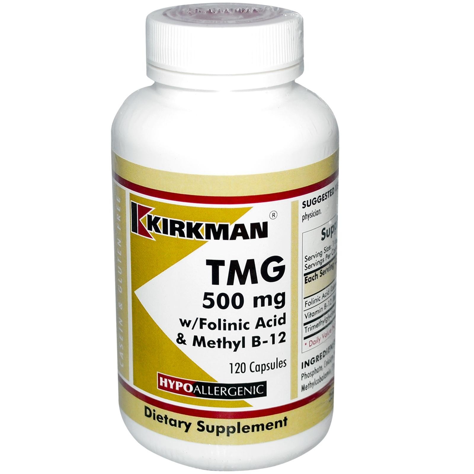 Kirkman - TMG 500 mg with Folinic Acid & Methyl B-12 -Hypoallergenic -