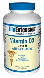 Life Extension - Vitamin D3 5000 IU with Sea-Iodine - 60 Capsules