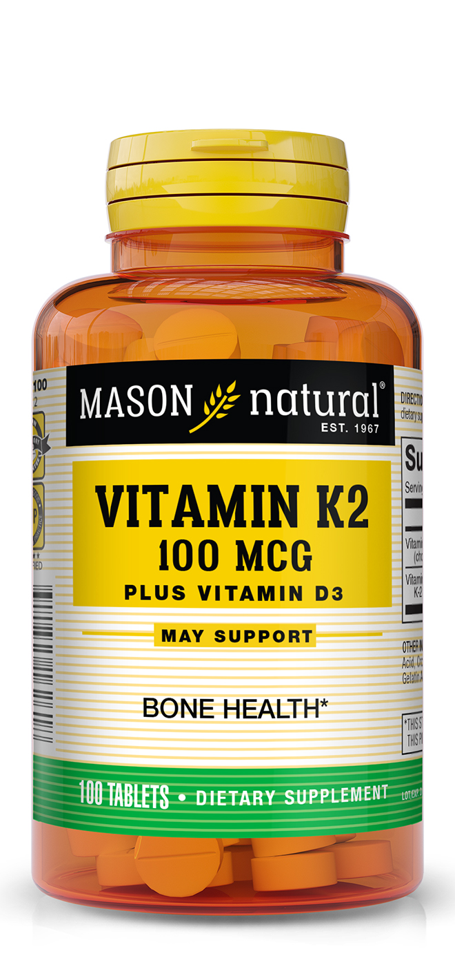 Mason Natural - Vitamin K2 100 mcg plus D3 - 100 Tablets
