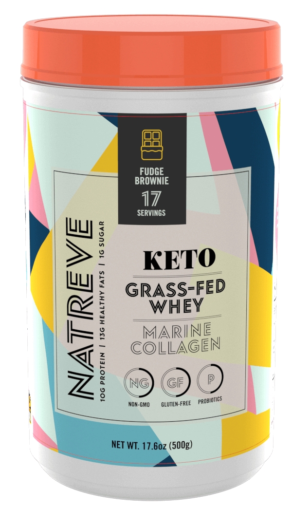 Natreve - Keto Grass-Fed Whey Marine Collagen, Fudge Brownie Flavor -