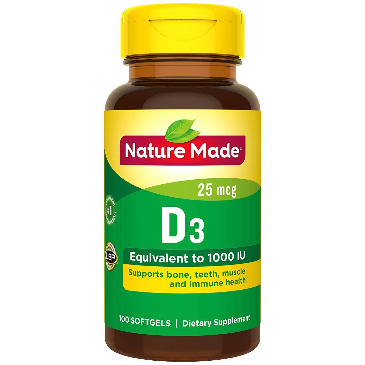 Nature Made - Vitamin D3 25 mcg (1000 IU) - 100 Softgels