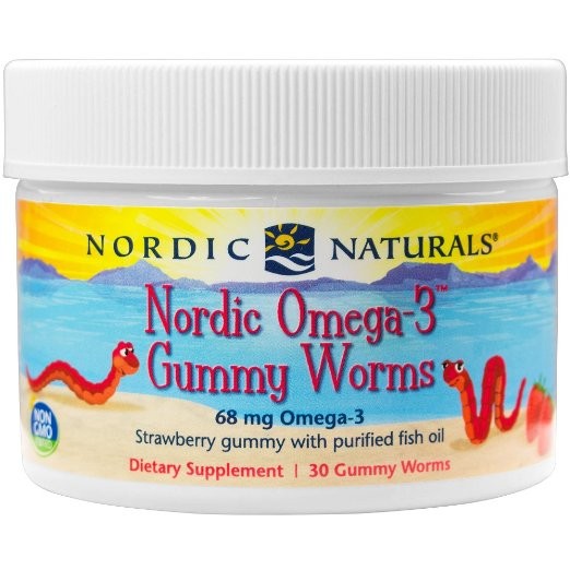 Nordic Naturals - Nordic Omega-3 Gummy Worms, Strawberry Flavor - 30