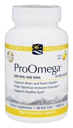 Nordic Naturals - ProOmega 1000 mg, Lemon Flavor - FISH GELATIN - 60