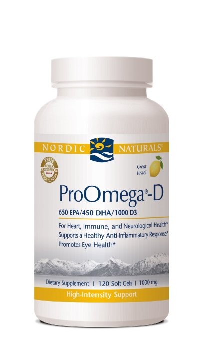 Nordic Naturals - ProOmega-D 1000 mg, Lemon Flavor - 120 Soft Gels