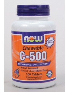 NOW - C-500 (Chewable), Natural Cherry-Berry Flavor - 100 Tablets