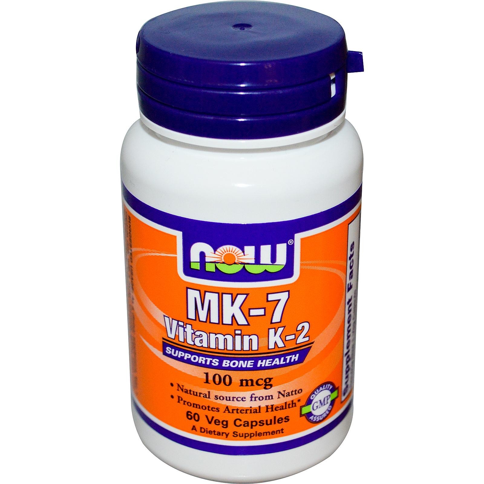 NOW - MK-7 Vitamin K-2 100 mcg - 60 Veg Capsules