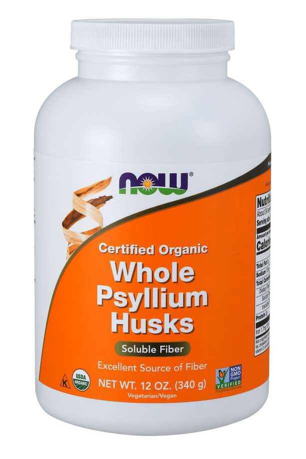 NOW - Certified Organic Whole Psyllium Husks - 12 oz (340 Grams)