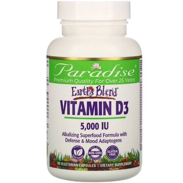 Paradise Herbs - Earth's Blend Vitamin D3 5,000 IU - 90 Vegetarian
