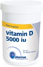 Pharmax - Vitamin D 5000 IU - 120 Vegetable Capsules