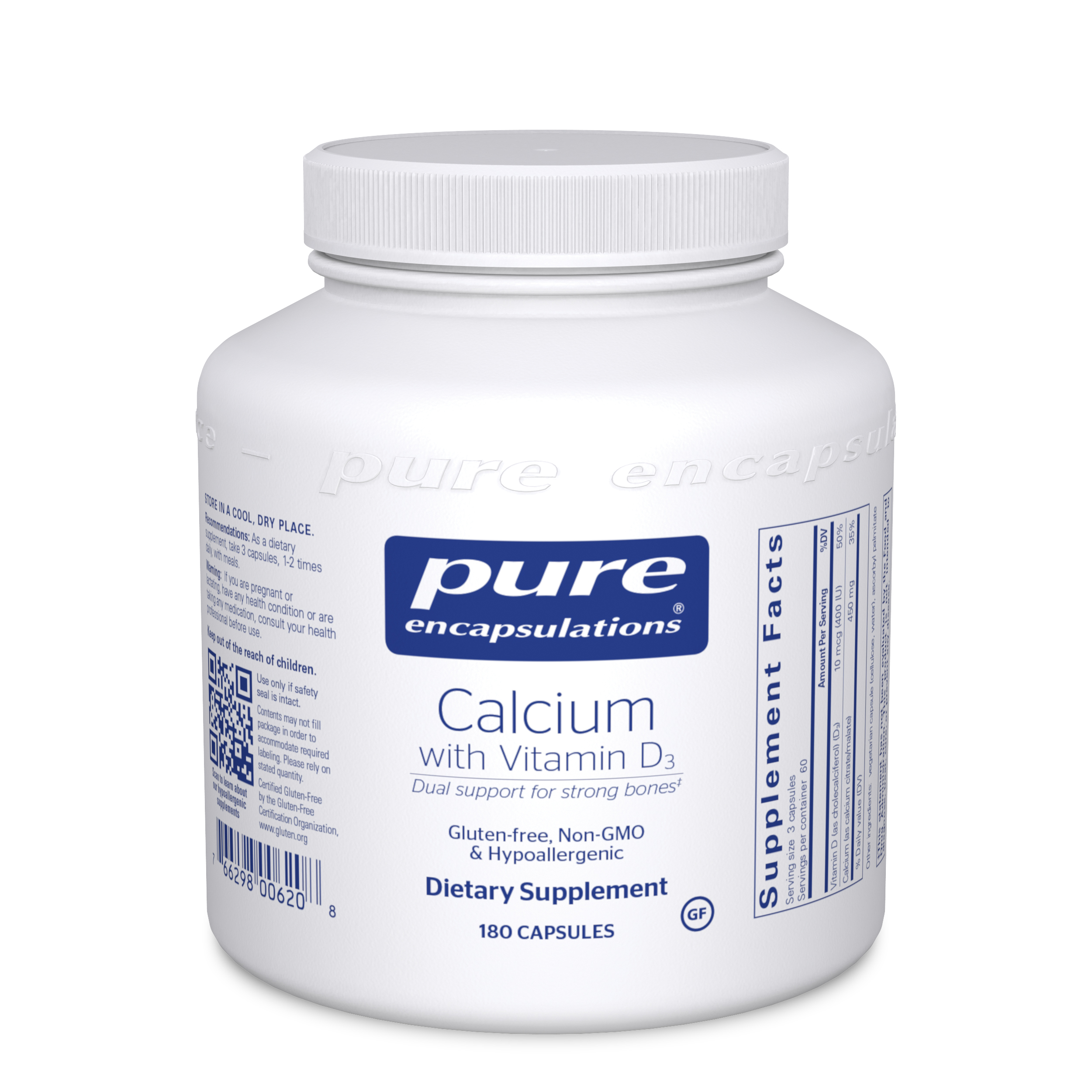 Pure Encapsulations - Calcium with Vitamin D3 - 180 Capsules