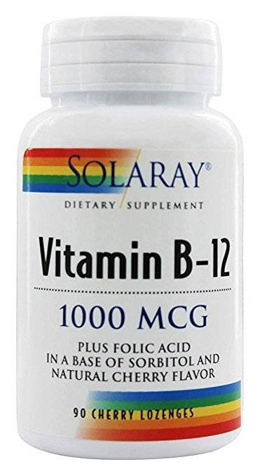 Solaray - Vitamin B-12 1000 mcg, Cherry - 90 Lozenges