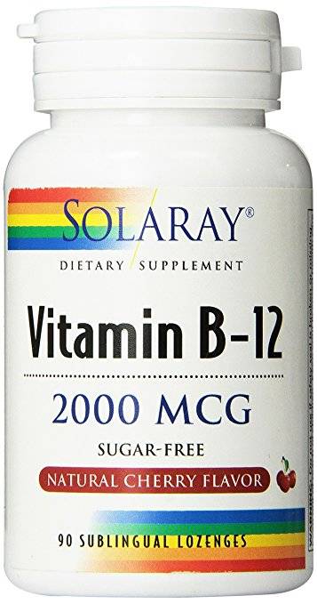 Solaray - Vitamin B-12 2000 mcg, Cherry - 90 Sublingual Lozenges