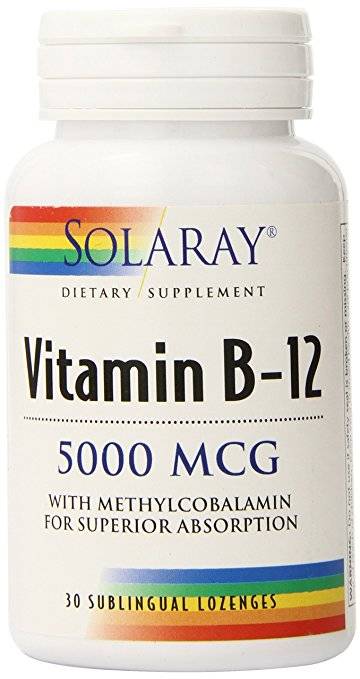 Solaray - Vitamin B-12 5000 mcg, Cherry - 30 Sublingual Lozenges