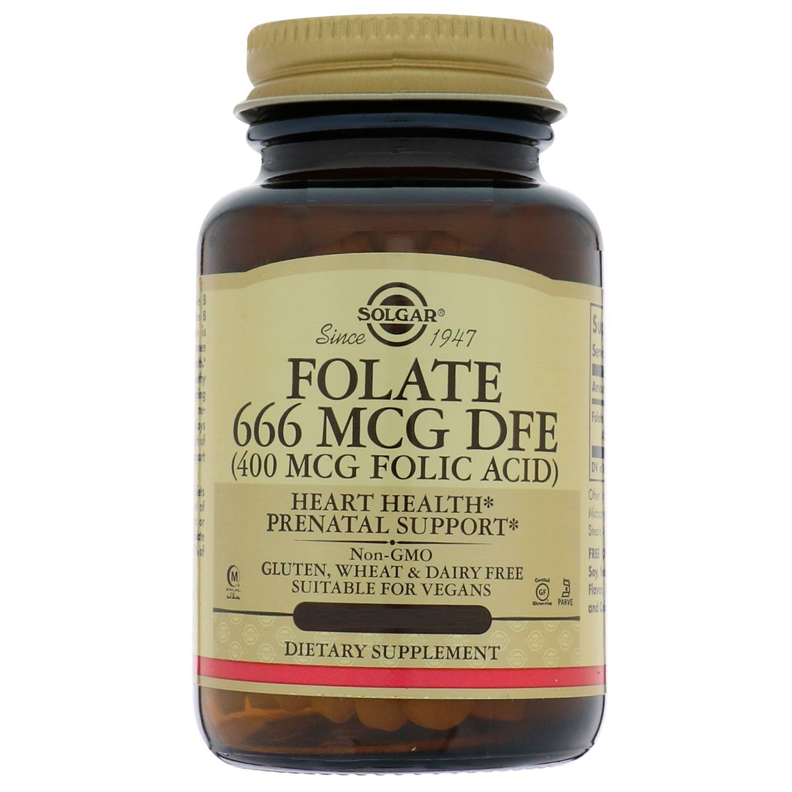 Solgar Vitamin and Herb - Folate 666 mcg DFE (Metafolin 400 mcg) -