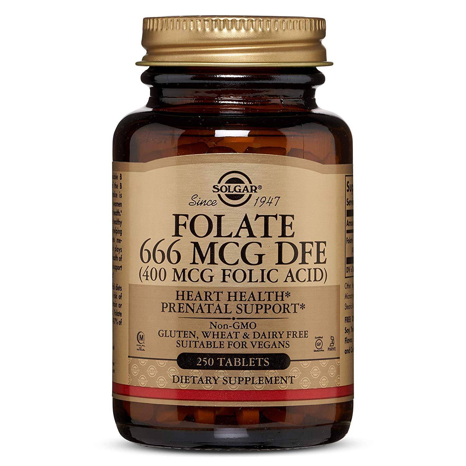 Solgar Vitamin and Herb - Folate 666 mcg DFE - 250 Tablets