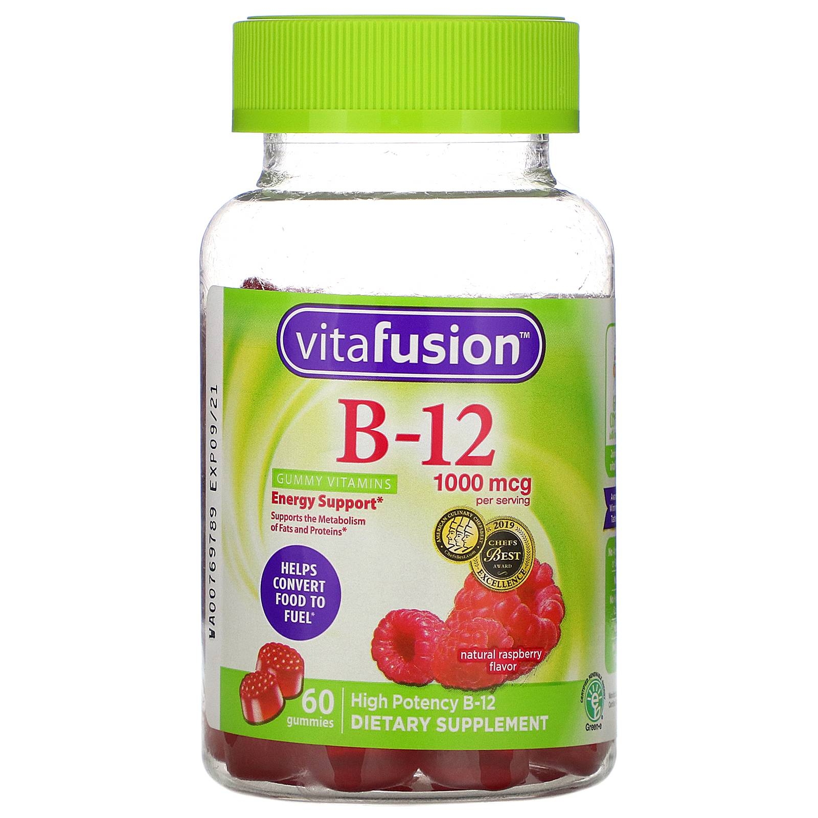 Vitafusion - B-12 1000 mcg, Natural Raspberry Flavor - 60 Gummies