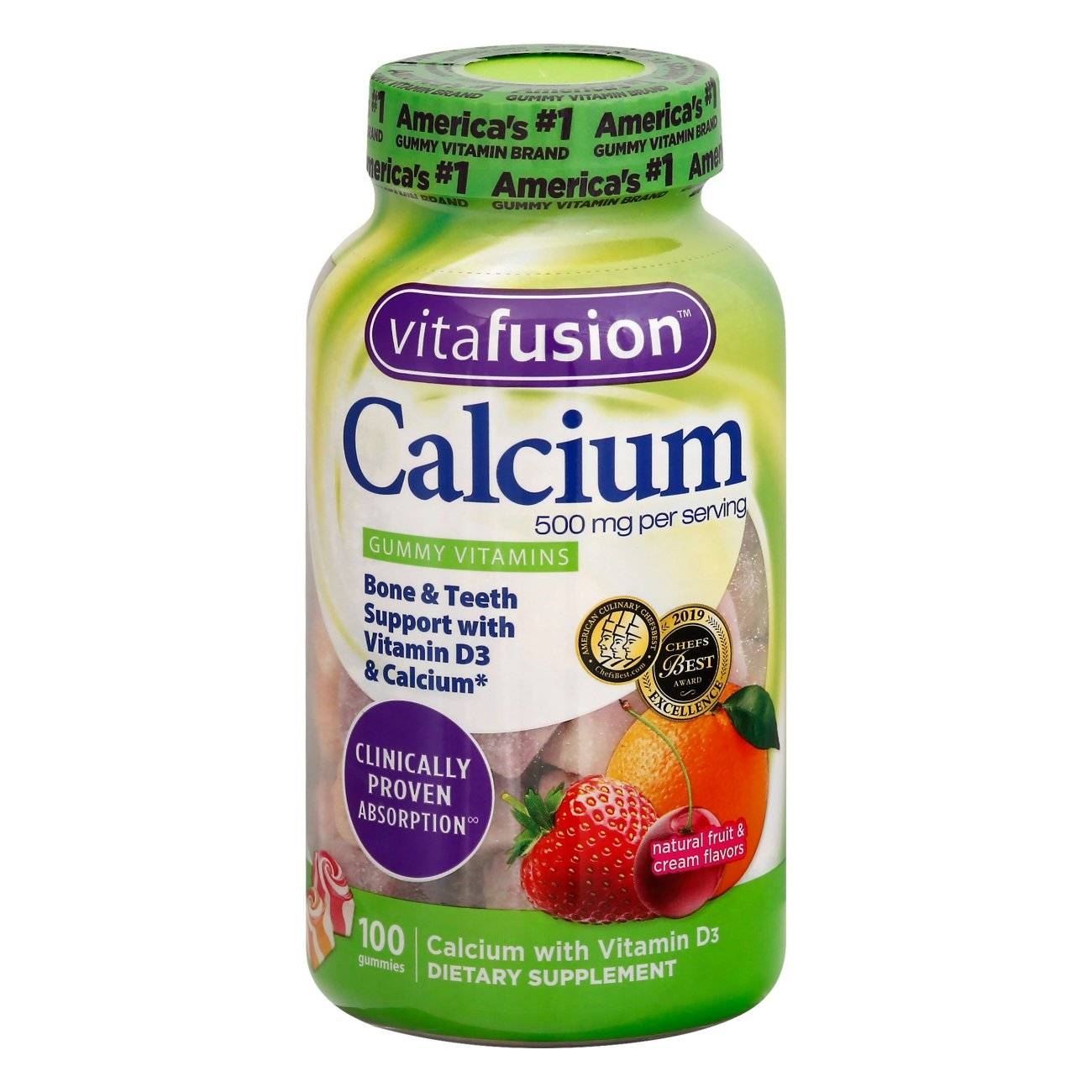 Vitafusion - Calcium 500 mg Gummy, Natural Fruit & Cream Flavor - 100
