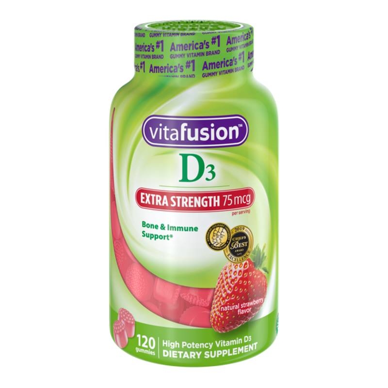 Vitafusion - Extra Strength Vitamin D3, Natural Strawberry Flavor -