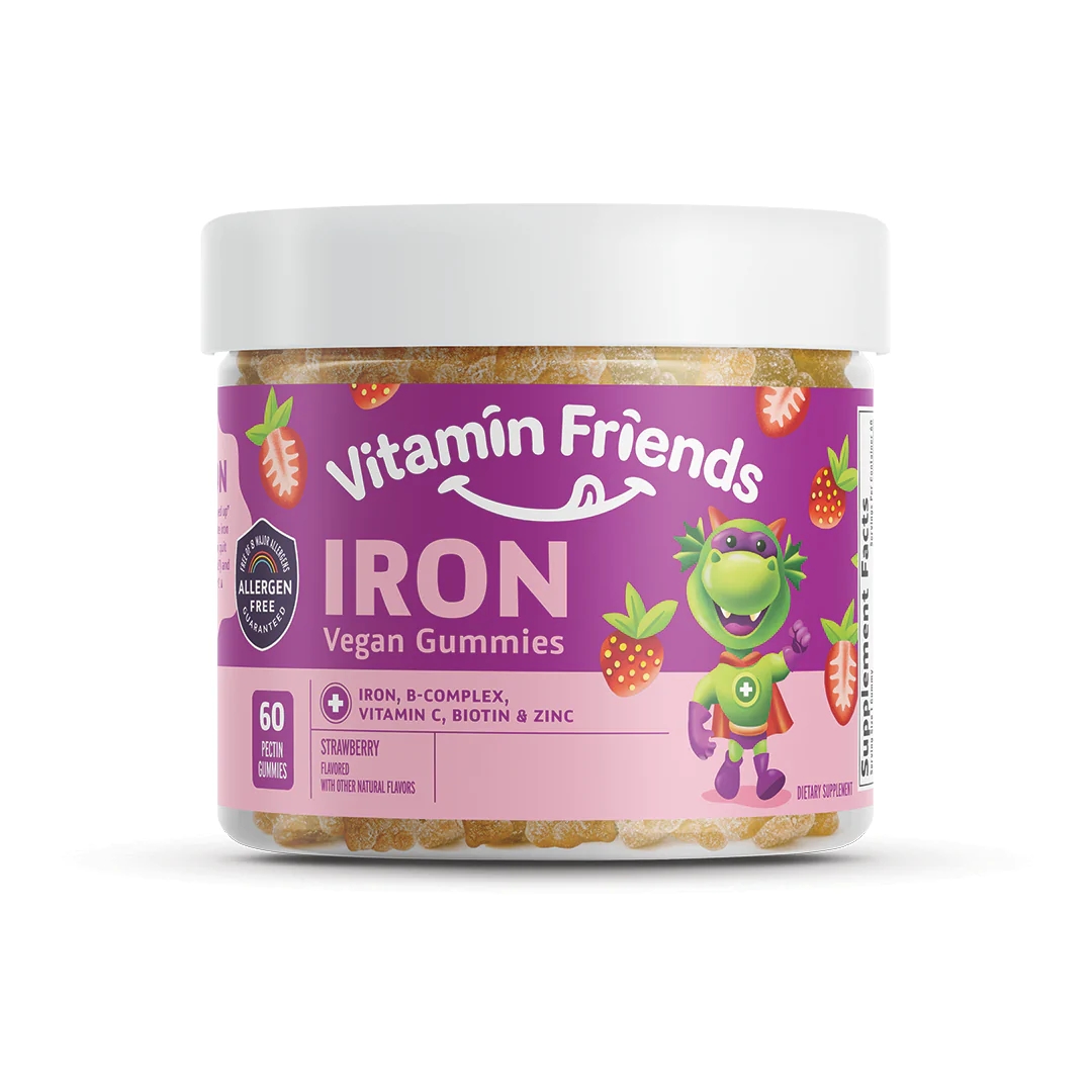 Vitamin Friends - Vegan Iron Gummies for Kids, Strawberry Flavor - 60