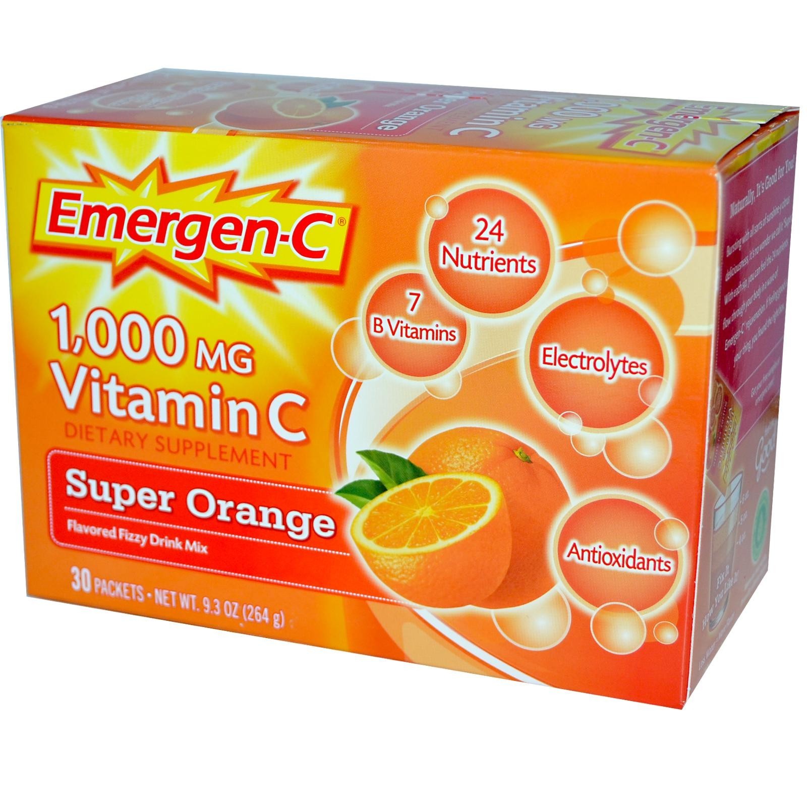 Alacer Corp - Emergen-C Vitamin C 1000 mg, Super Orange Flavor - 30
