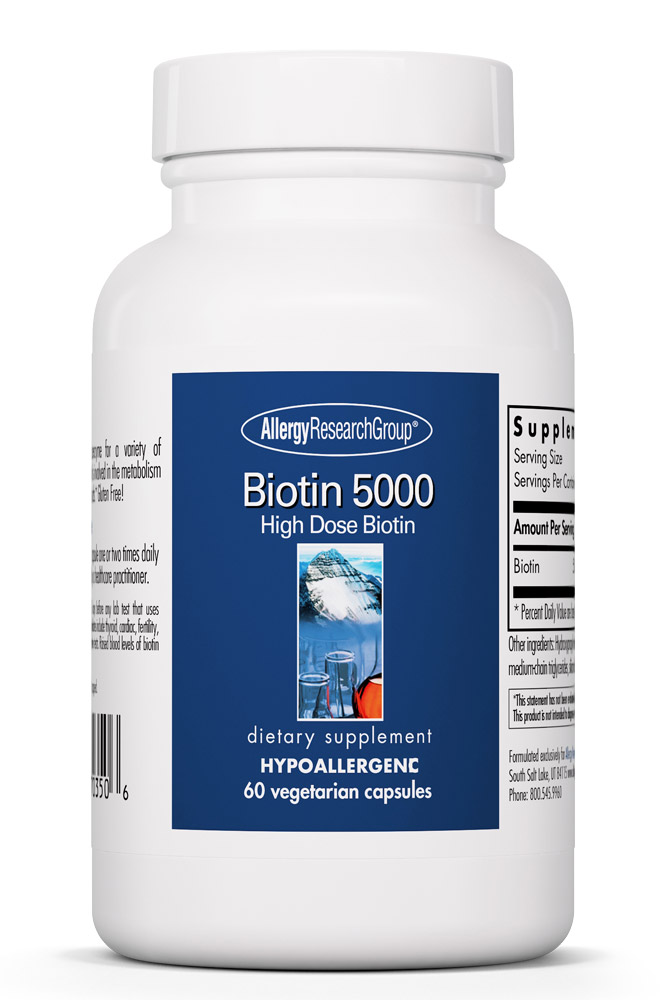 Allergy Research Group - Biotin 5000 - 60 Vegetarian Capsules
